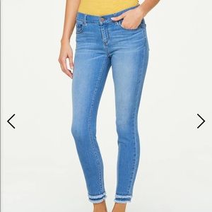 The loft skinny jeans with fray hem